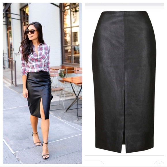 leather pencil skirt front split